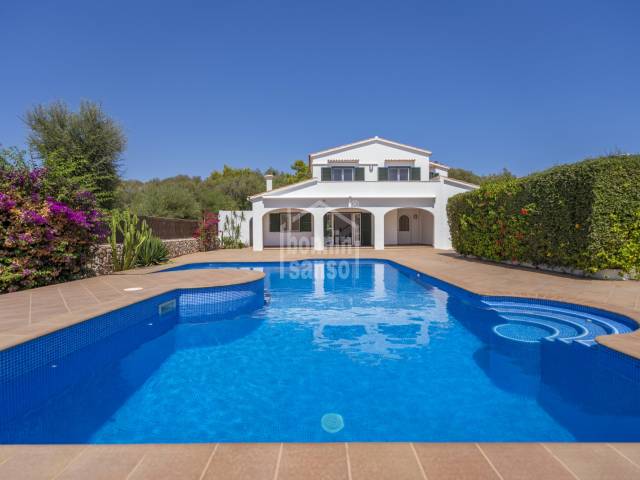 Immaculately Maintained South-Facing Home with Huge Pool and Beautiful Gardens in Trebaluger Menorca