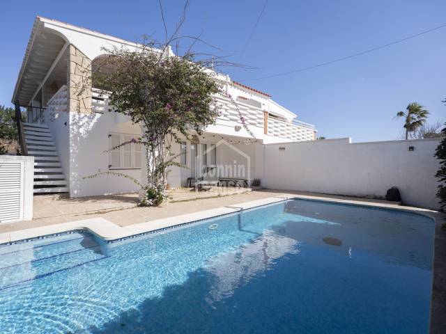 Charming Coastal Townhouse with Private Pool and Sea Views in Punta Prima, Menorca
